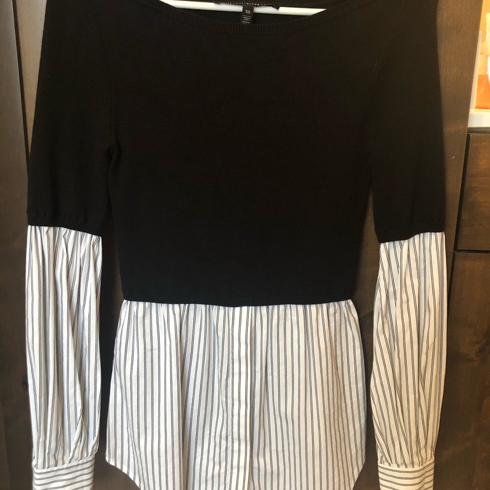 Rarely worn- black sweater pinstripe twofer-